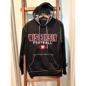 Wisconsin Badgers Football Hoodie Sweatshirt Black Red NCAA Pullover